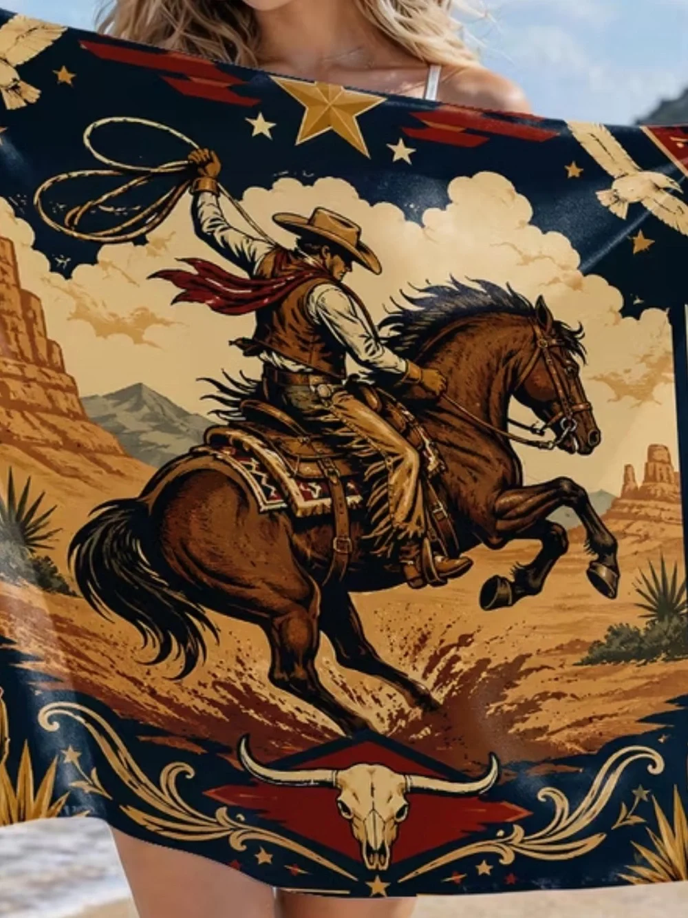 Western Cowboy Horse Scarf/Bandana - Ride ‘em Cowboy! 35”